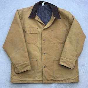 Union Line Jacket Mens XL Beige Blanket Lined Corduroy Collar Chore Barn Canvas